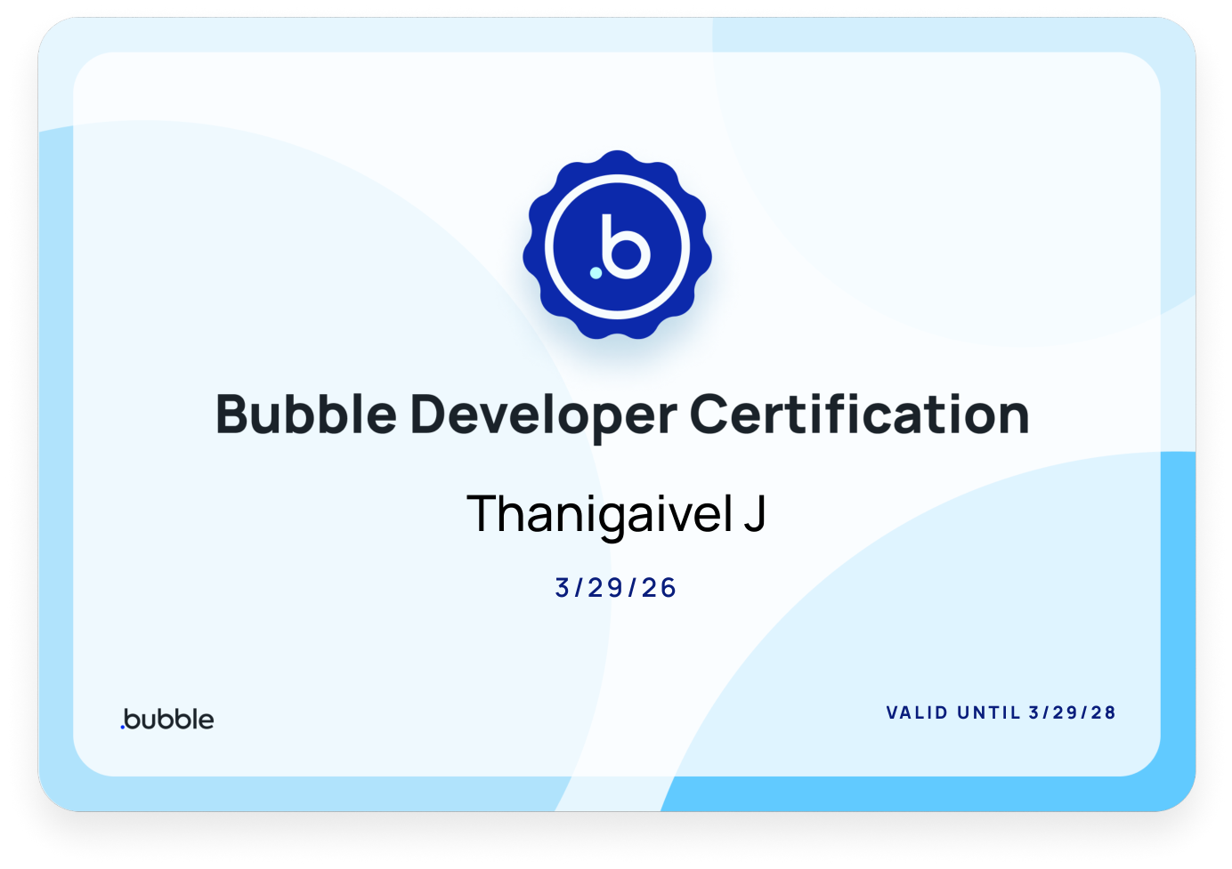Bubble Developer Certification
